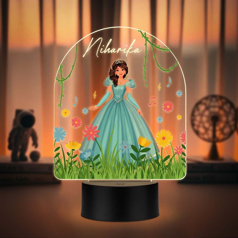 Personalized Princess Night Lamp for Girls Room Decor Customized Name LED Lamp Birthday Return Gift Warm White Light Gift for Kids, Girls & Friends